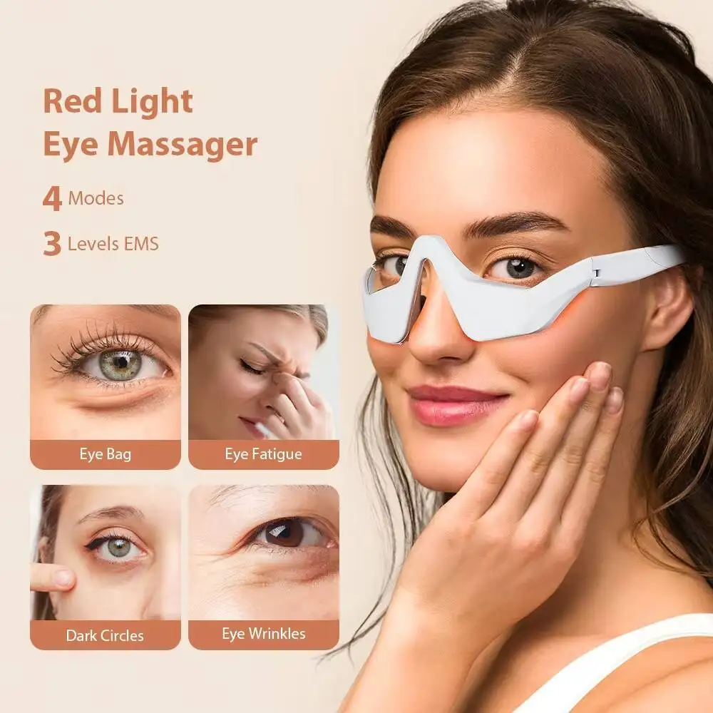 EMS Eye Massager Red Light Therapy 3D นวด Dark Circles Removal อุปกรณ์ความงามบนใบหน้า Microcurrent Eye Care Home