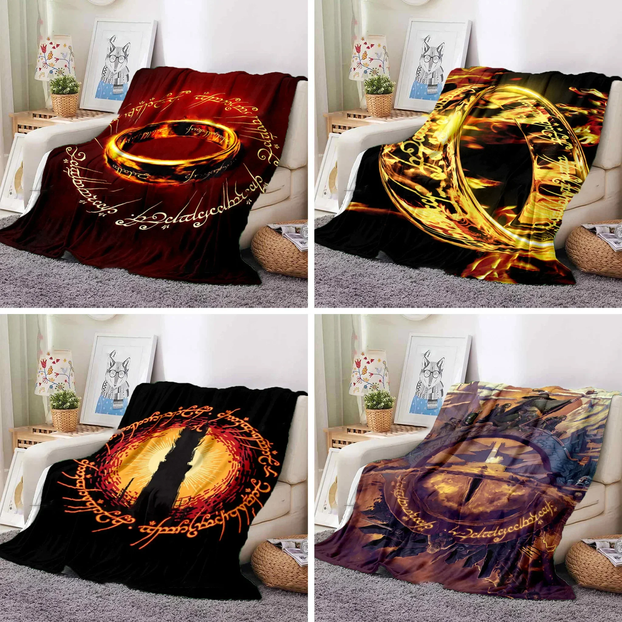 Classic Movie Elements Decorative Flannel Thin Blanket Horror Eye of Sauron Pattern Blanket Portable Home Travel Office Blanket