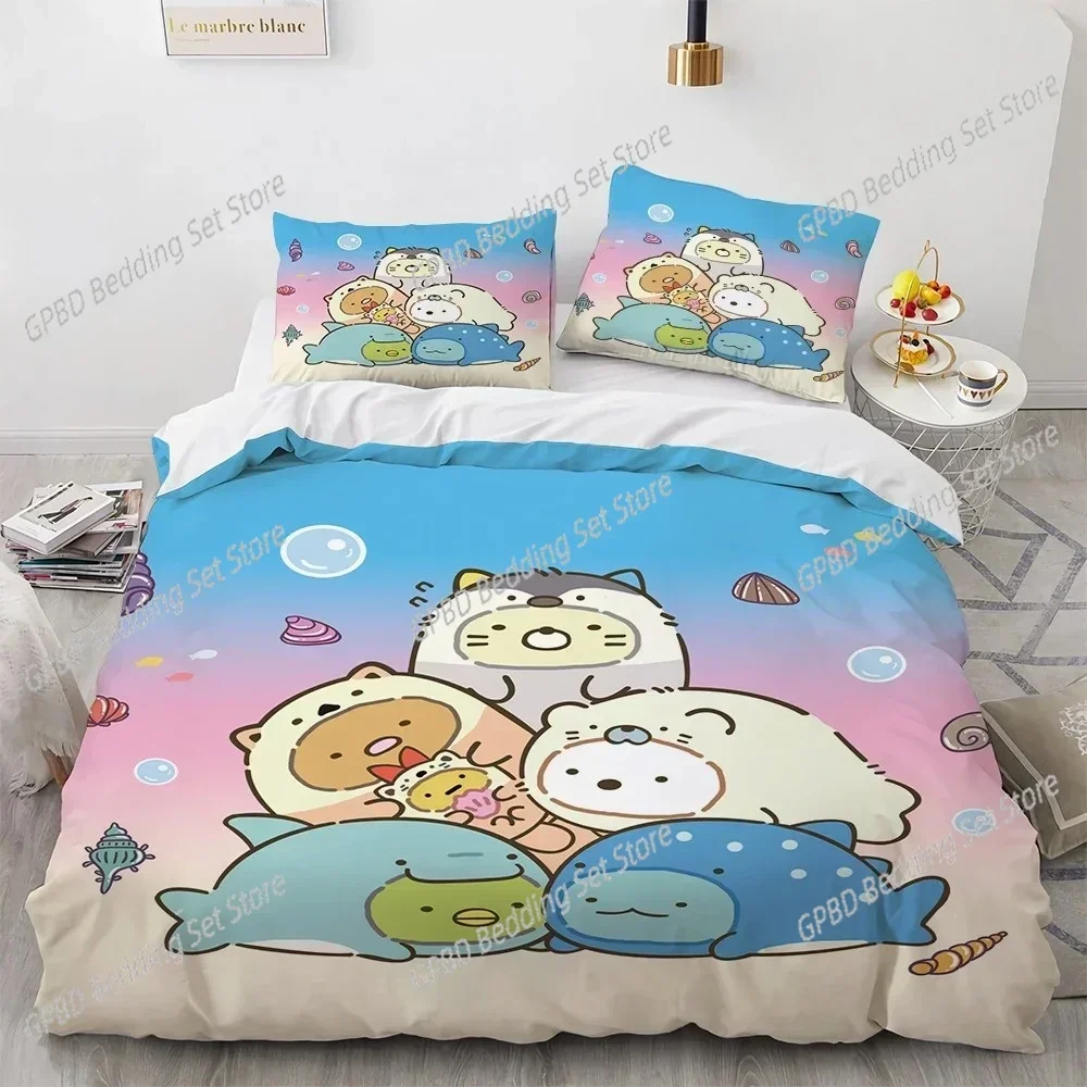 

Anime Kawaii Cartoon Sumikko Gurashi 3D NEW Duvet Cover Pillowcase Bedding Set Adult Boy Girl Bedroom Decoration Single Double
