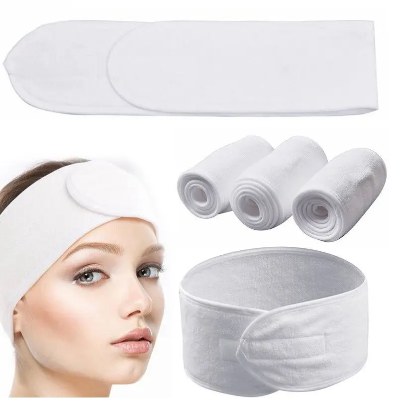 Ahsnme 10 pçs personalizar logotipo branco faixa de cabelo salão de beleza toalha banheiro monograma letras spa headbands toalhas de microfibra