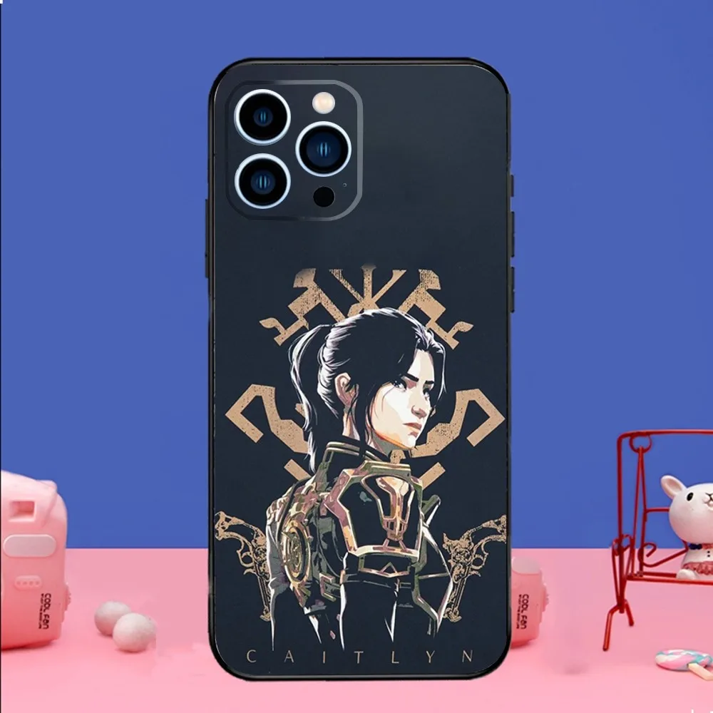 Game Caitlyn A-Arcane L-Lol Phone Case For iPhone 16 15,14,13,12 Mini 11 Pro XR,X,XS,MAX,7,8 Plus Silicone Cover Soft black