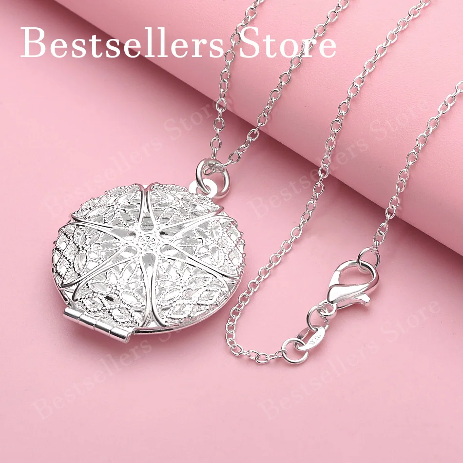 925 sterling silver 16-30 inch exquisite circular pattern pendant necklace for women's fashion wedding accessories, jewelry gift