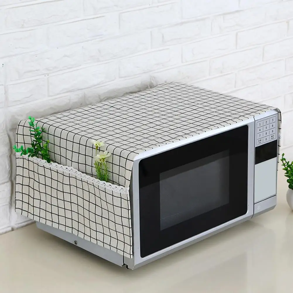 Microwave Top Cover Useful Machine Washable Microwave Protector Cotton Flax Microwave Cloth