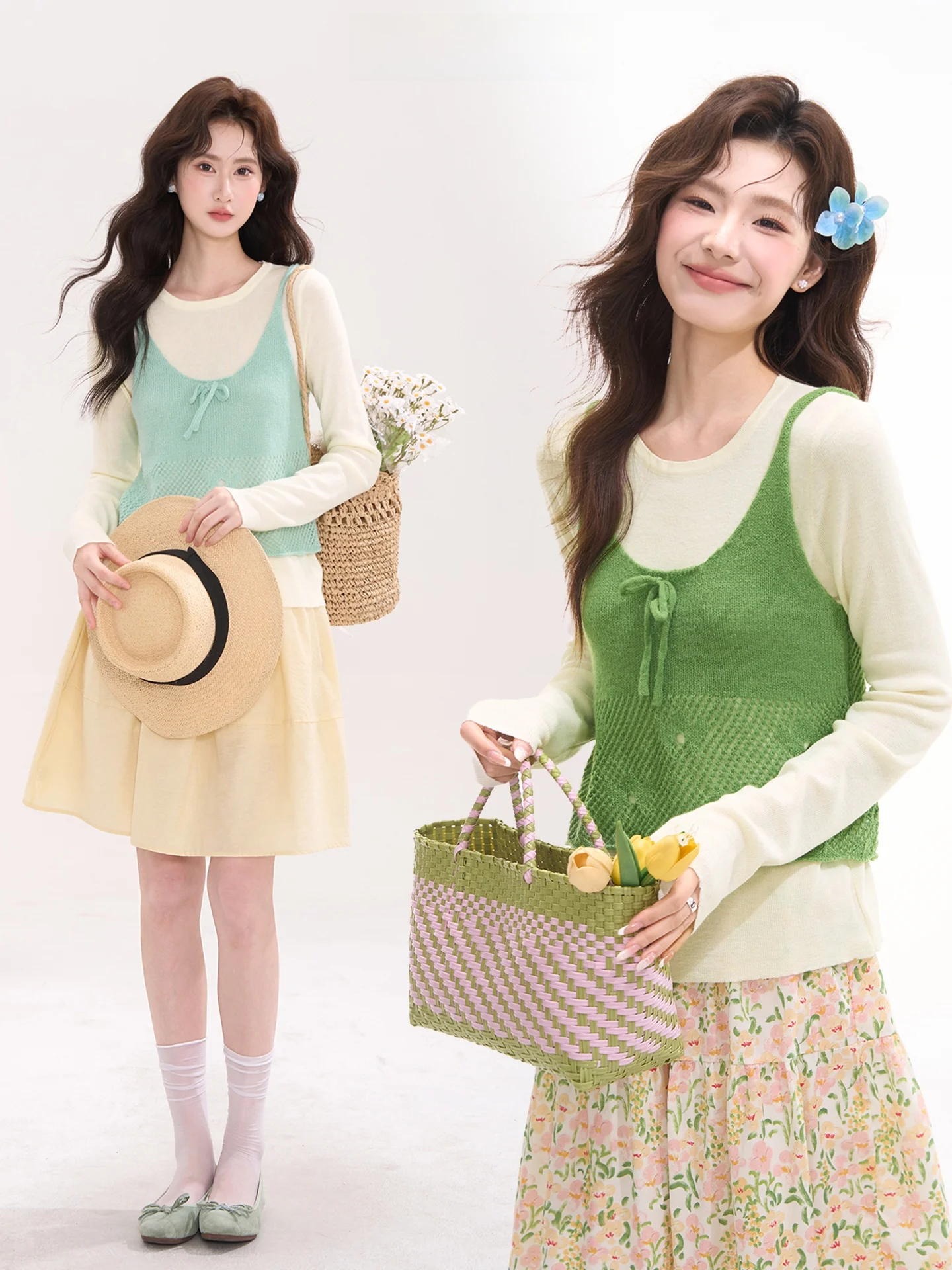 

Милый вязаный комплект из топа на бретельках и брюк для женщин: летний, модный, повседневный, свободного кроя, из мягкого хлопка, с узлами