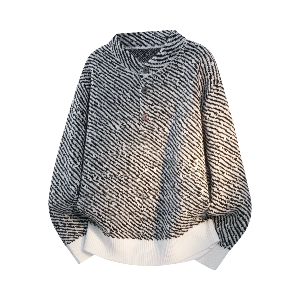 

Модный бестселлер 2026 года, свободный свитер с воротником на пуговицах в стиле Chanel, универсальный вязаный свитер для мужчин.