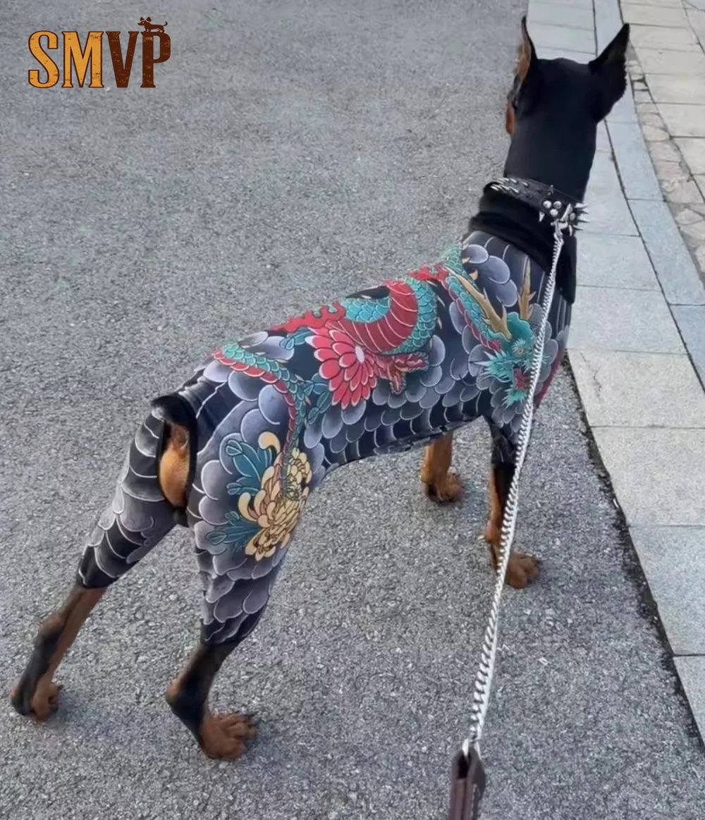 

Pet Japanese Tattooed Dragon Print Pattern Onesie Domineering Fashion Style Suitable for Small Medium and Large Dogs