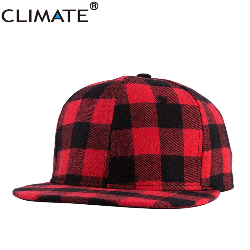 CLIMATE Red Plaid Snapback Cap Women Plaid Hat Cap Fashion Checks Cotton No Logo Hat Caps Classic Checks Cap Hat for Men Women