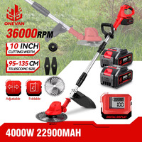 10Inch 4000W Brushless Electric Lawn Mower 36000RPM Cordless Grass Trimmer Length Adjustable Garden Tools For 21V 18V Battery