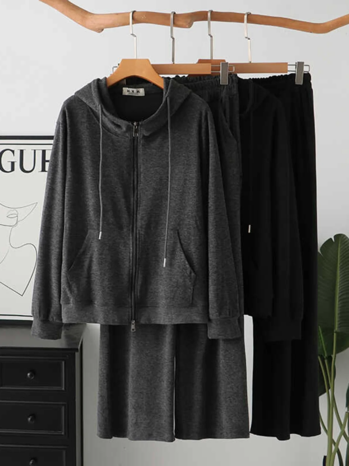 

Large Size Casual Sports Set 2024 Women's New Spring Autumn Long Sleeve Sportswear Wide Leg Pants Versatile Two Piece Set