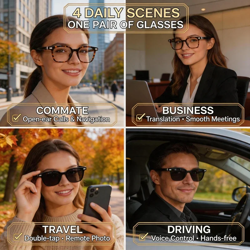 OnePlus Smart Glasses Open Ear Audio Eyeglasses Ultra Light Frame Magnetic Charging Voice Assistant Remote Camera Shoot Glasses