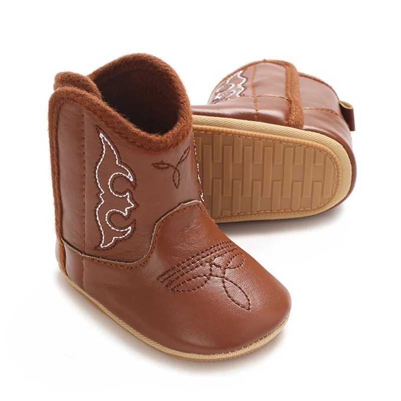 Sapatos de bebê ocidental denim entressola botas infantis meninos meninas impressão do plutônio fundo macio anti deslizamento sapatos casuais caminhada inverno outono