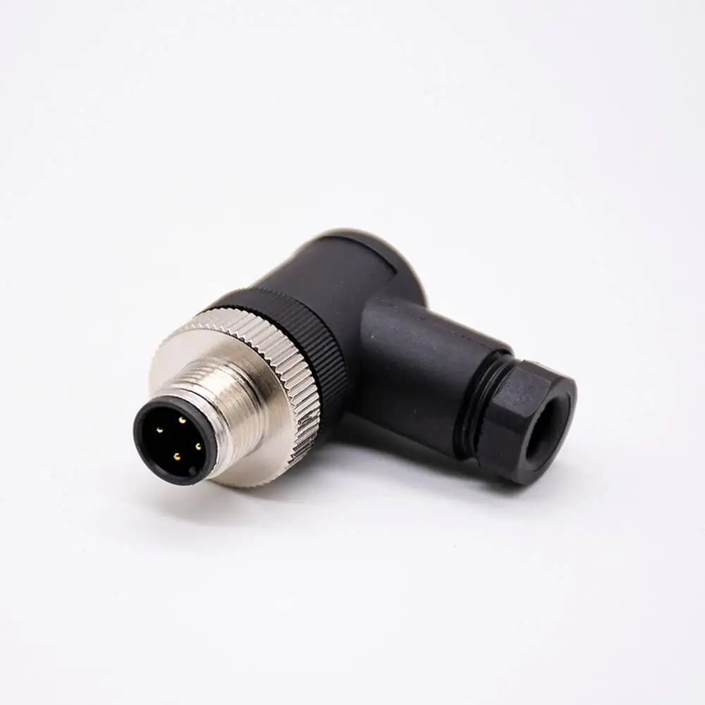 M12 Male 4Pin 90 Degree Connector Right Angle A Code Screw-Joint Unshielded