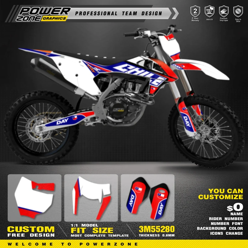 

PowerZone Custom Team Graphics Backgrounds Decals Stickers Kit For KTM SX SXF MX 16-18 EXC XCW Enduro 17-19 125 to 500cc 67