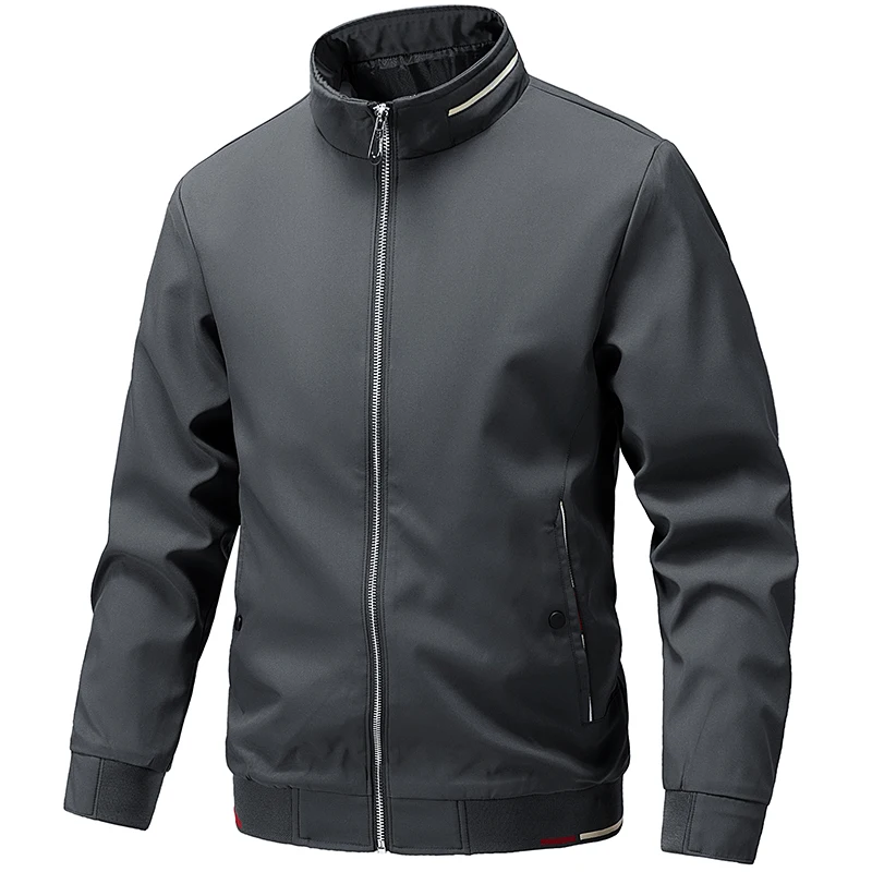 

Весенне-осенняя мужская тонкая деловая повседневная куртка с воротником-стойкой, куртка-авиатор на молнии, модная ветровка, пальто, мужская верхняя одежда