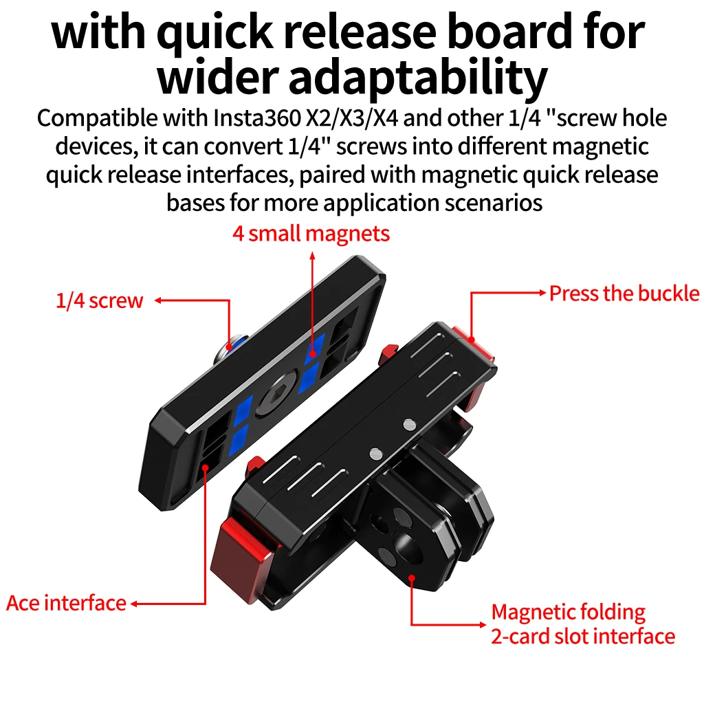 Magnetischer Schnellwechseladapter Stativadapter für Insta360 X5 X6 ARRI Anti-Reverse für GoPro Insta 360 Ace Pro2 Action-Kamera – Detail 12