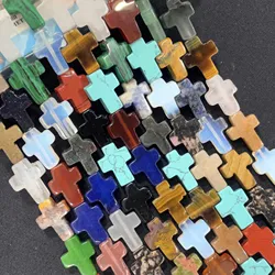 12X16MM Natural Stone Cross Shape Agates Quartz Jades Loose Spacer Beads For Jewelry Making DIY Bracelet Necklace Accessories