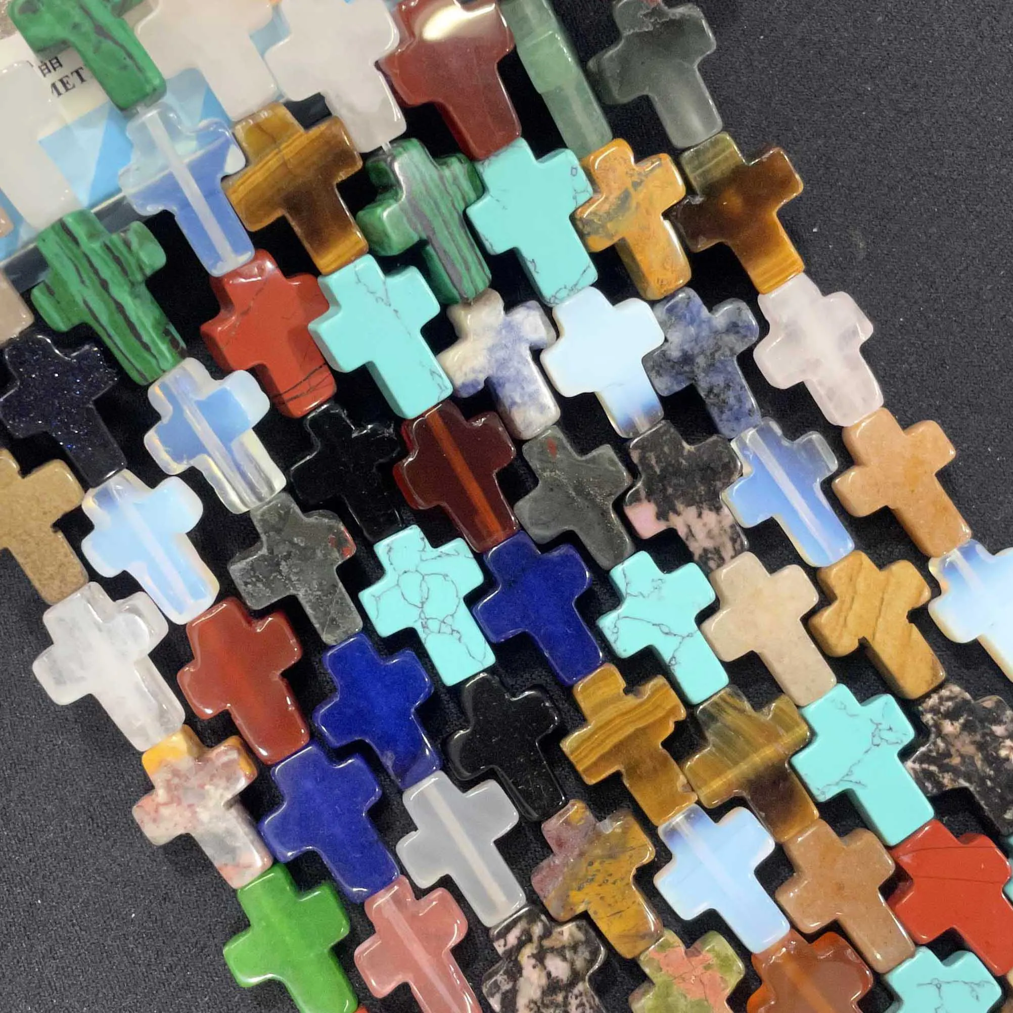 12X16MM kamień naturalny kształt krzyża agaty kwarcowe jadeity luźne koraliki dystansowe do tworzenia biżuterii DIY bransoletka akcesoria naszyjnikowe
