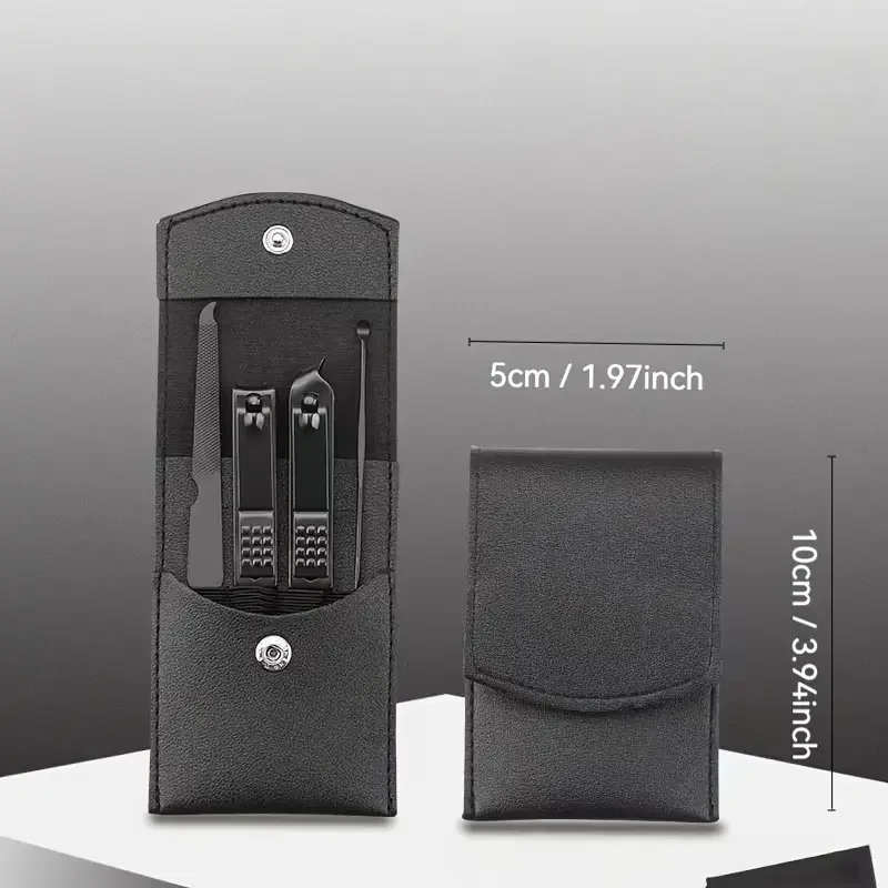 Set da vacanza per tagliaunghie da 4 pezzi, forbici per unghie a lama dritta in acciaio inossidabile, raccoglitore per orecchie, kit di attrezzi per tagliare le unghie dei piedi e