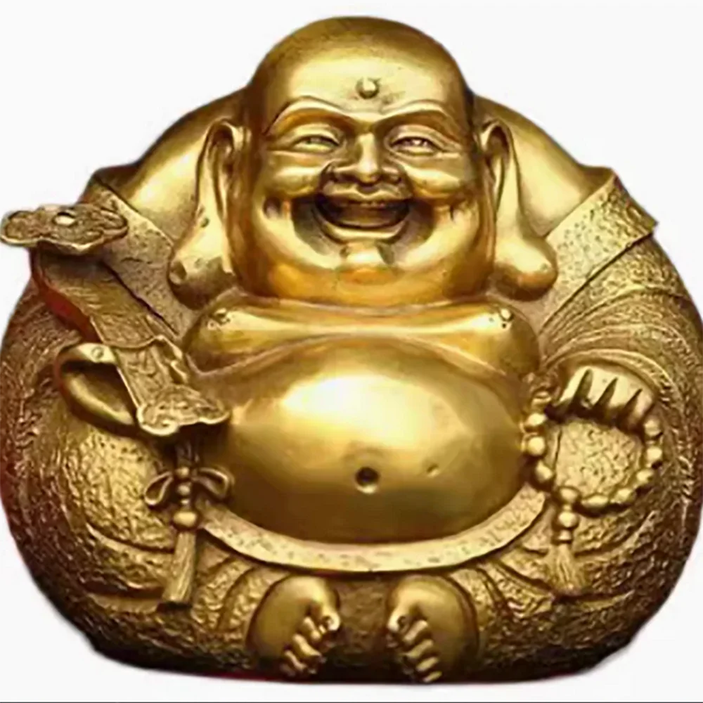 Pure Copper Belly, Smiling Buddha, Harmonious and Round, as Well as Maitreya Buddha Statue, Home and Office Decoration