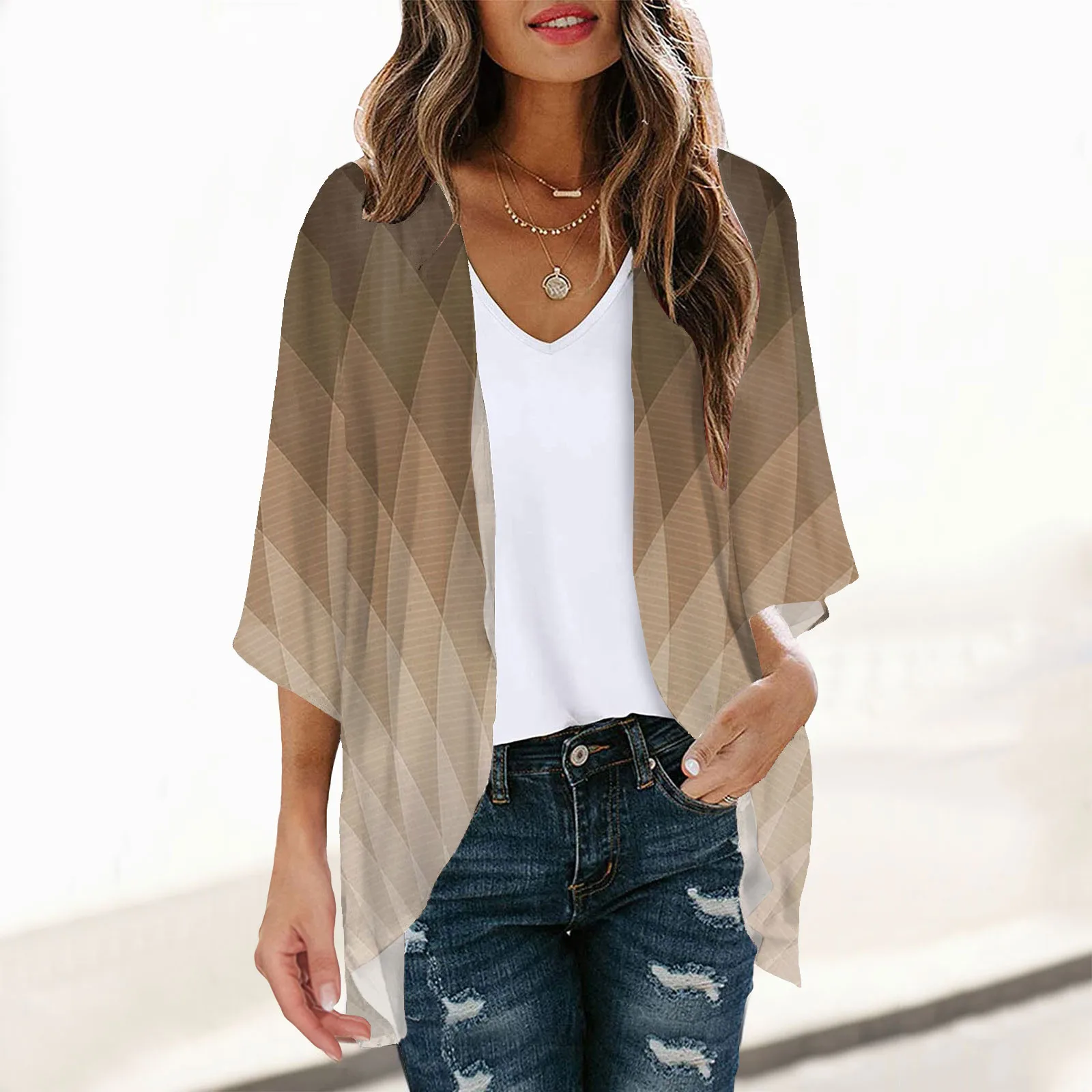 Knit Long Cardigan Women Spring And Summer Fashion Gradient Loose Casual Light Chiffon Cardigans Lightweight Loose Clothes