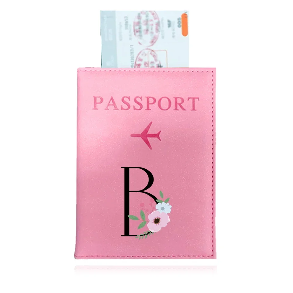 2024 Passport Covers Airplane Travel Passport Protective Cover PU Passport Holder ID Card Cover UV Printing Black Flower Series