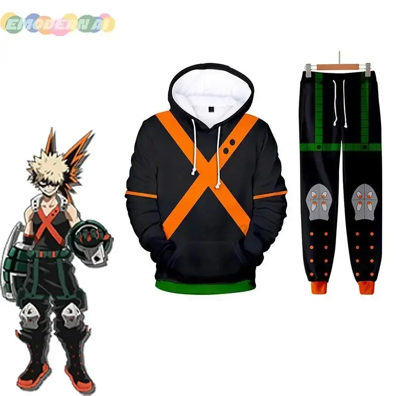 Boku No ForeAcademy Midoriya Izuku Cosplay Costume pour garçons, sweat à capuche et pantalon Anime, vêtements d'Halloween pour enfants, jeu de plis pour enfants