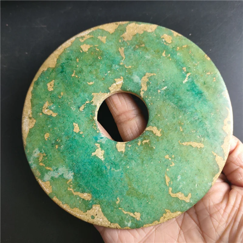 

Antique Miscellaneous Natural Aged Crafts Aged Xiu Jade Green Jade Disc Ornaments