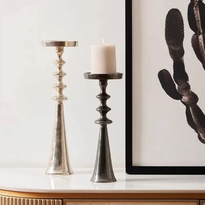 Modern Metal Tall Candlestick Holder Retro Luxury Home Decor for Living Room Entrance Table Ornament High End Desktop