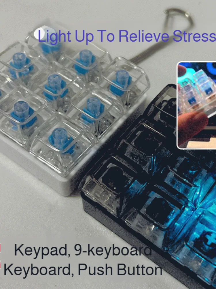 Keyboard decompressor pendant mechanical decompressor luminous nine-key button block decompression keyboard