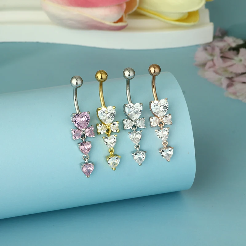 Wholesales Heart 50pcs Steel Navel Piercings Ombligo for Women Girls Shiny Crystal CZs Belly Button Rings Sexy Sunflower