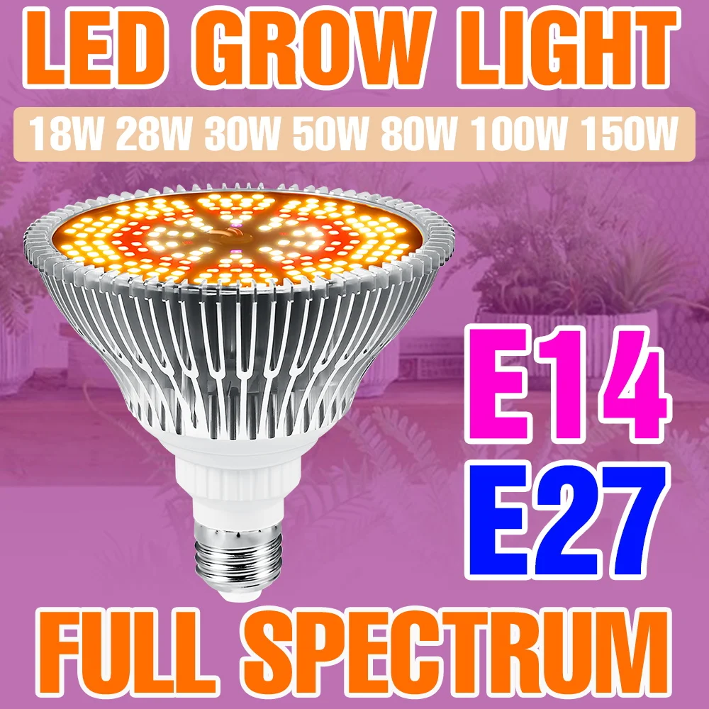 150W LED Grow Light Bulb Full Spectrum E27 Plant Cultivation Lamp E14 Indoor Hydroponics Potted Flowers Succulent Fill Lighting