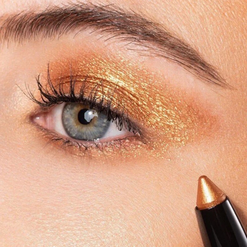 Lápiz de sombra de ojos con brillo nacarado, resistente al agua, mate, crema, Nude, pigmento de maquillaje, gusano de seda, delineador