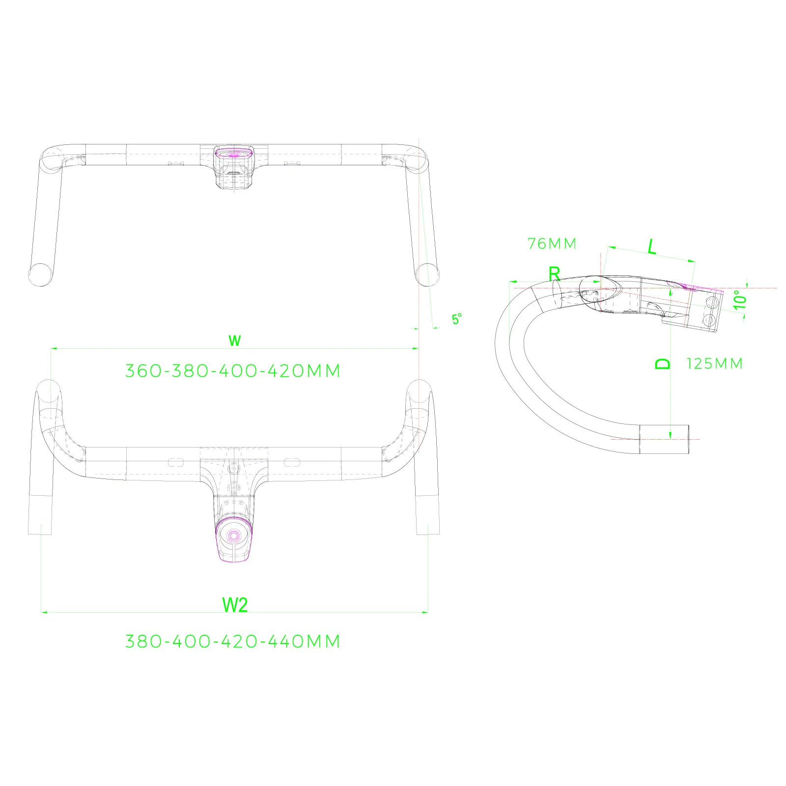 Avian-Manillar de carbono Canario para bicicleta de carretera, integrado, 240 gramos, T1100, grafeno, Aero, 360, 380, 400, 420MM, rutina interna completa