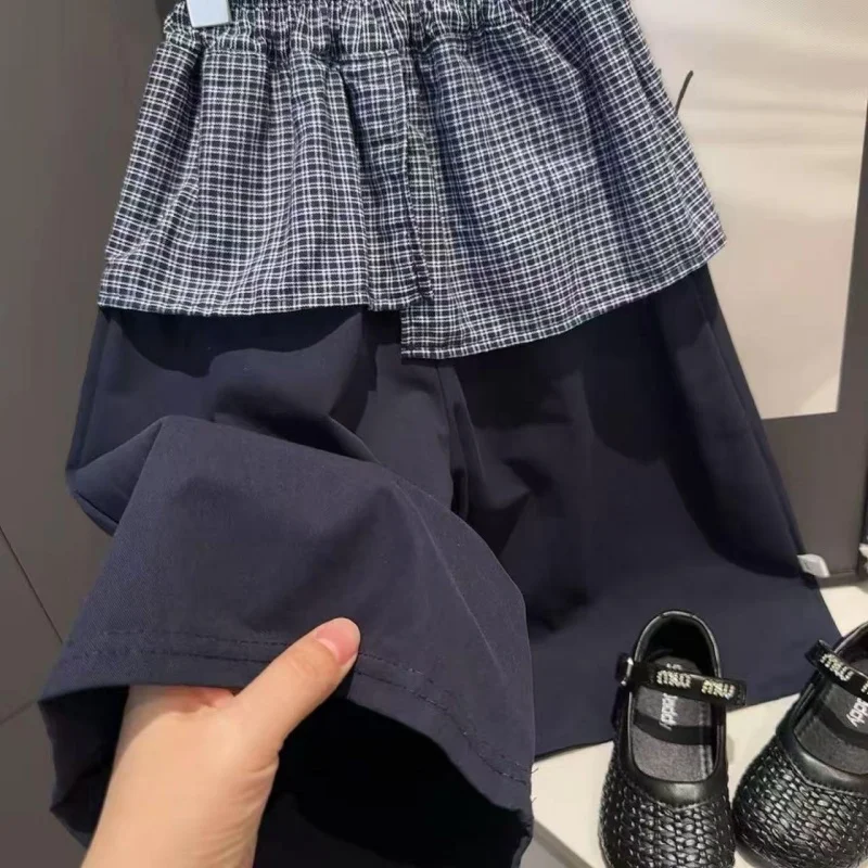 

Spring Autumn New Girls' Fart Curtain Straight Leg Pants Children's Clothing, Children's Korean Sweet and Cool Wide Leg Pants