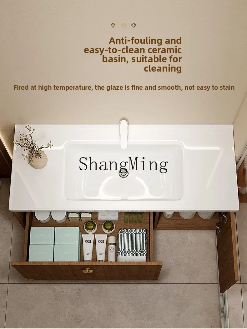 

ZYYnew Chinese bathroom cabinet wash basin combination bathroom bathroom cabinet wash table integrated basin