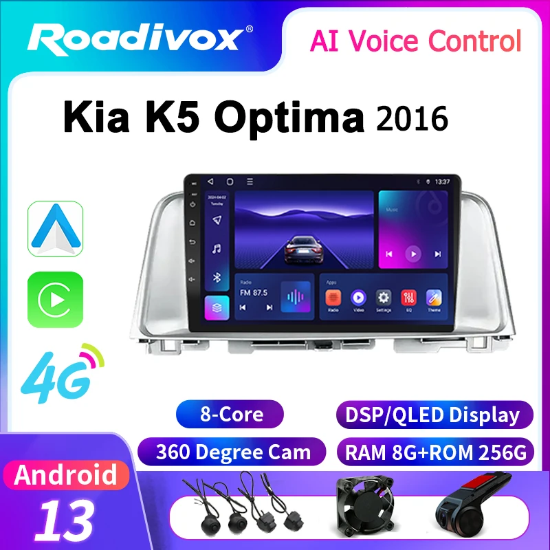 

roadivox Android car radio for Kia K5 Optima 2016 stereo GPS Navigation video Multimedia Player tape recorder carplay