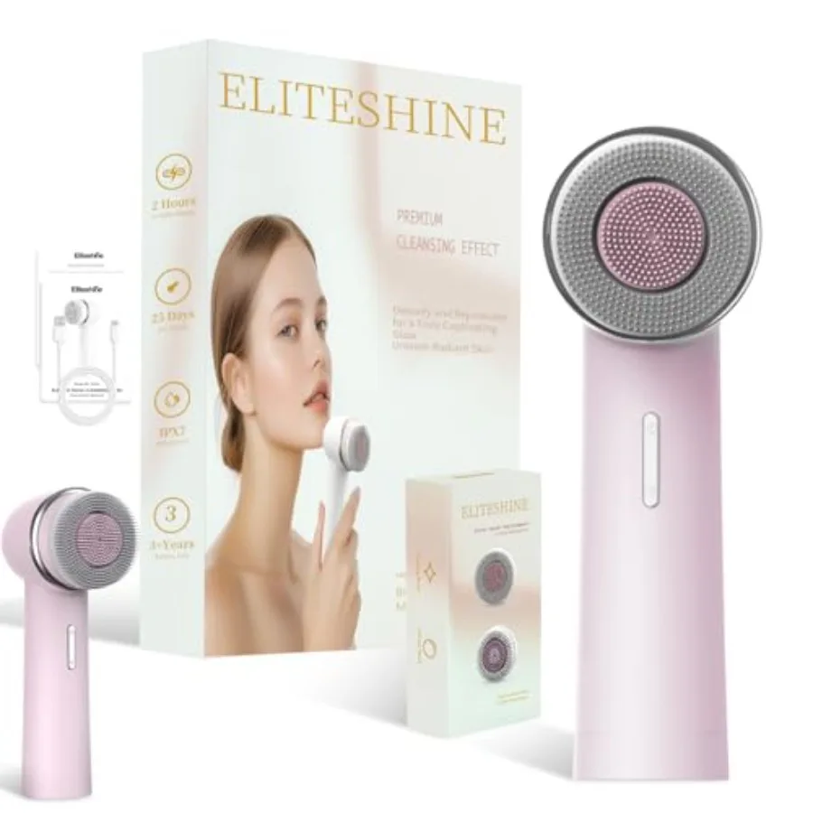 

Электрическая щетка для очищения лица с двойными вращающимися силиконовыми и щетинистыми насадками, перезаряжаемый скрабер-эксфолиатор для кожи