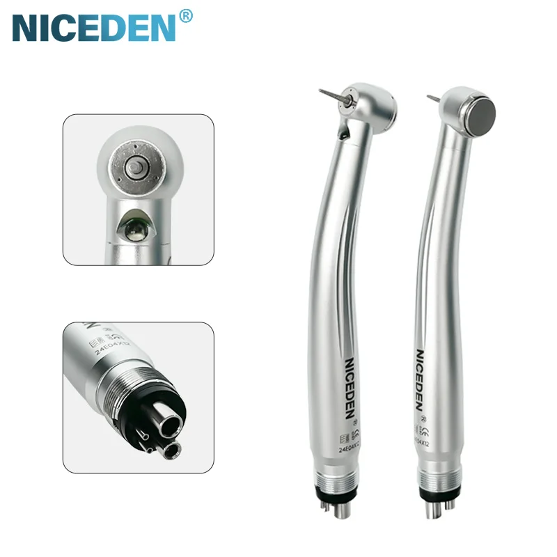 Three Water Spray Dental LED High Speed Handpiece 2/4 Holes  Standard Head Push Button  E-generator Air Turbine  Dentistry Tool