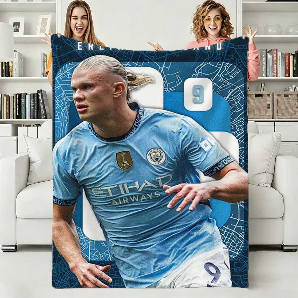 3D E-Erling H-Haaland Football Star 2026 Soft Warm Flannel Blanket Art For Bedroom Wall Living Room Decor Bed Picnic Office Gift
