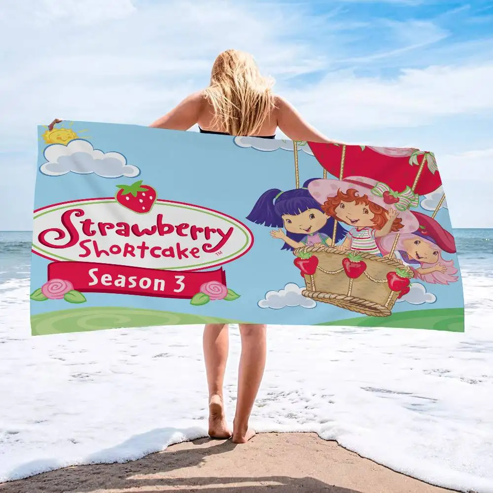 S-Strawberry shortcake Girl Beach Towel Bath Towels for Girl Microfiber Quick Dry Custom Sand Free Beach Yoga Spa Gym Pool