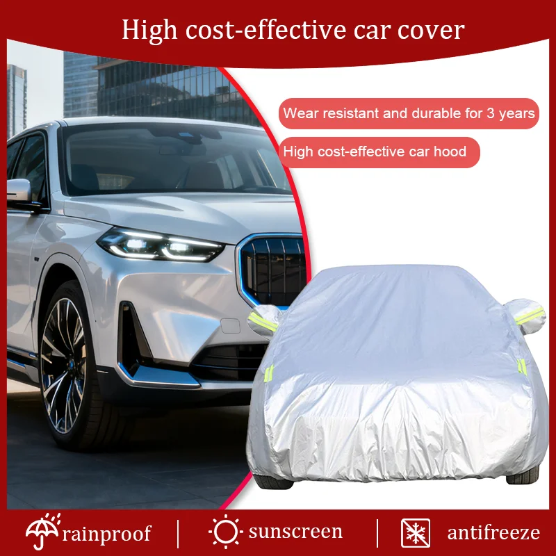 For BMW iX1 summer full-body car cover, outdoor sunscreen, dustproof, cooling, protective car cover, thickened car cover