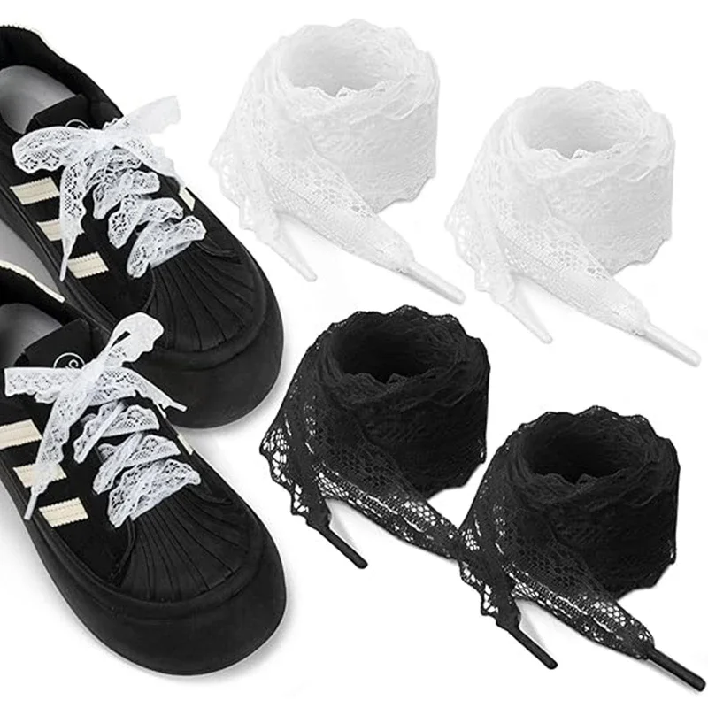 New Lace Bow Shoelaces Flat Fancy Shoelaces for Women 3CM Width 120CM Length Canvas Sneakers Outdoor Casual Shoes Shoelace Gifts