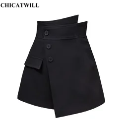 Ins Spring Summer Women Skirt Shorts Irregular Design Suiting Short Pants Europe American OL High Waist Lady Skirts