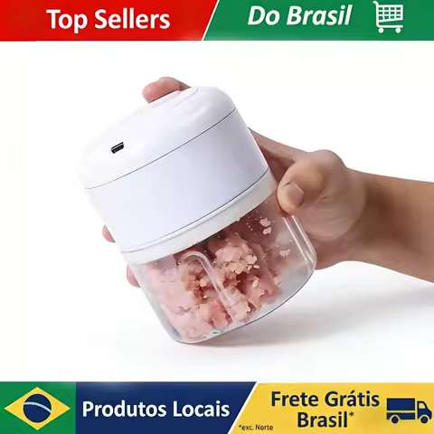Mini Processador de Alho e Moedor de Carne Recarregável, Durável e Robusto, Ideal para Triturar Alho, Pimenta, Cebola e Carne Moída