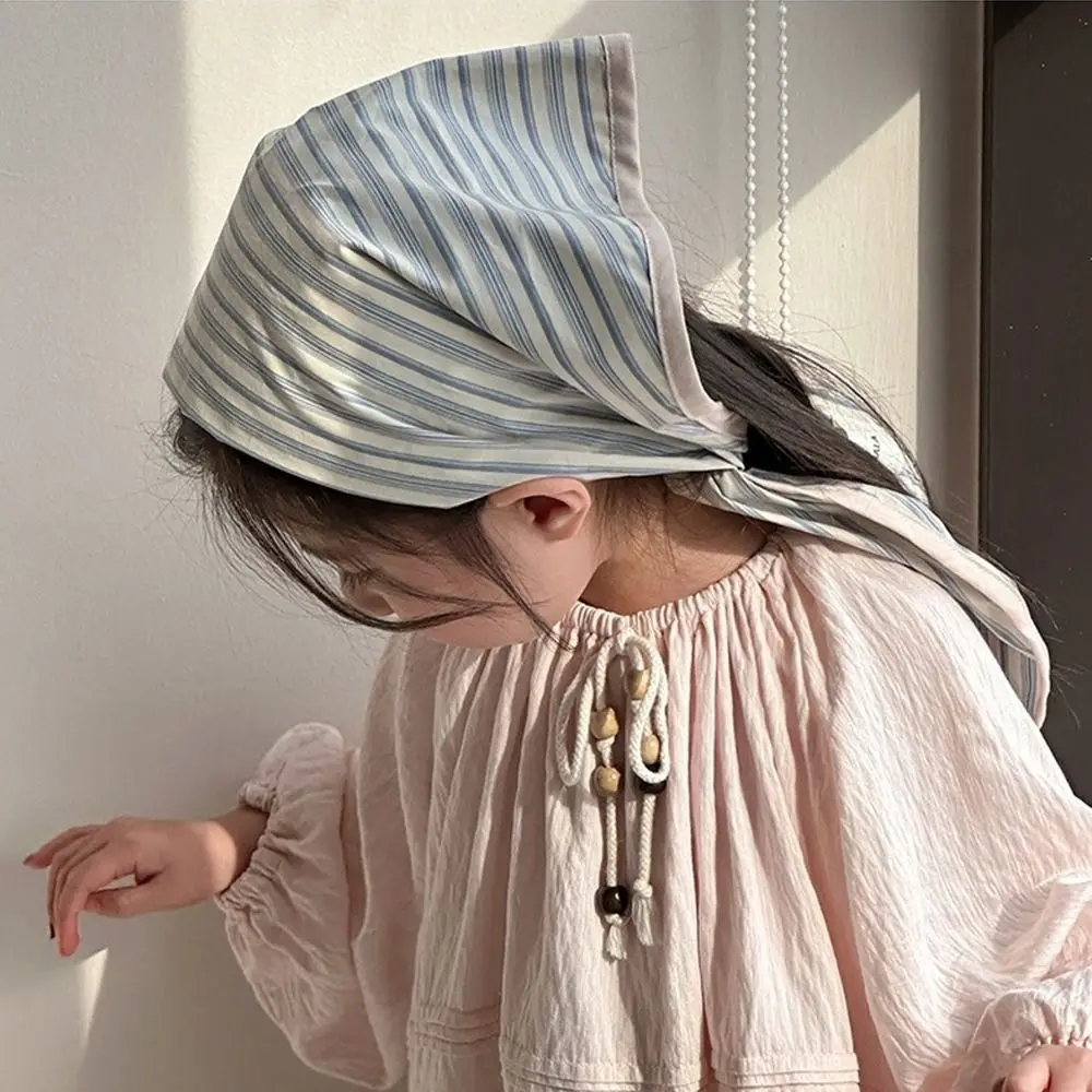 Retro Korean Children's Scarf Plaid Sweet Triangle Bandana Boys Girls Striped Waist Scarf Drool Saliva Towels