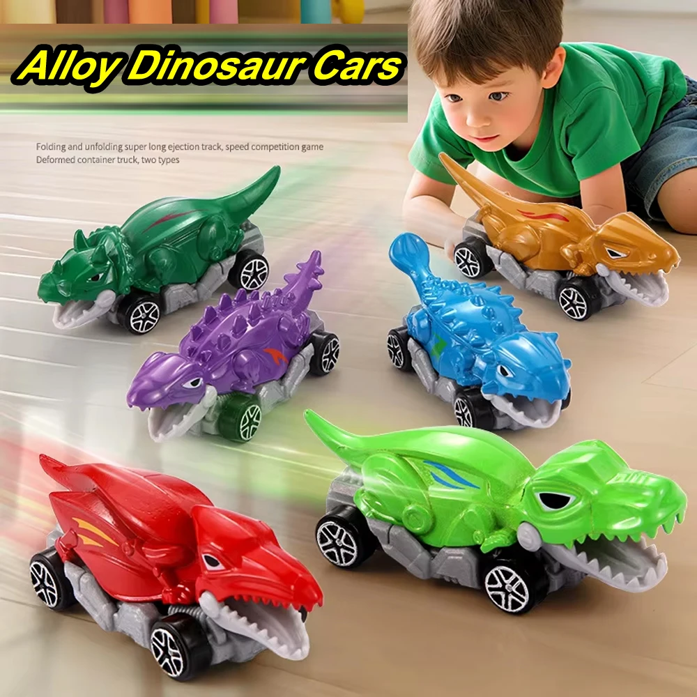 Alloy Dinosaur Car Set, Tyrannosaurus Rex/Triceratops/Pterosaurs/Model Mini Scooter Children's Toy Gift,XT08