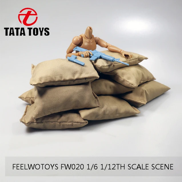 Fellwo brinquedos 1/6 1/12 escala do sexo masculino feminino soldados cenas de combate acessórios militares sandbag modelos para 12 polegada figura ação boneca