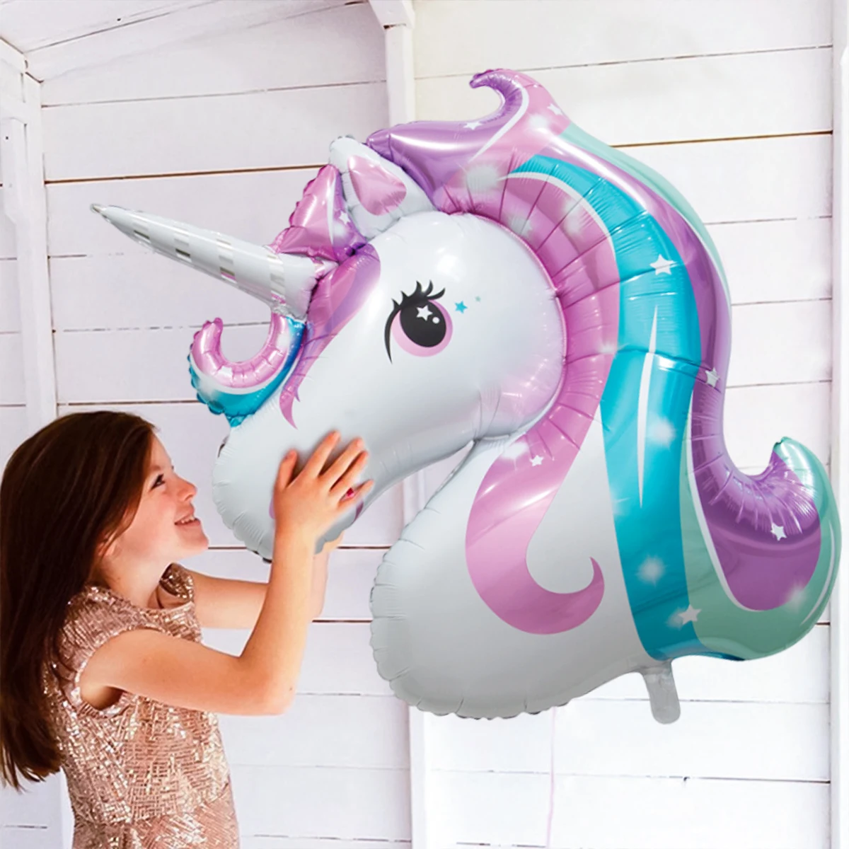 1pc Large Rainbow Unicorn Shape Foil Balloon for Unicorn Theme, Birthday Party, Baby Shower Decoration.