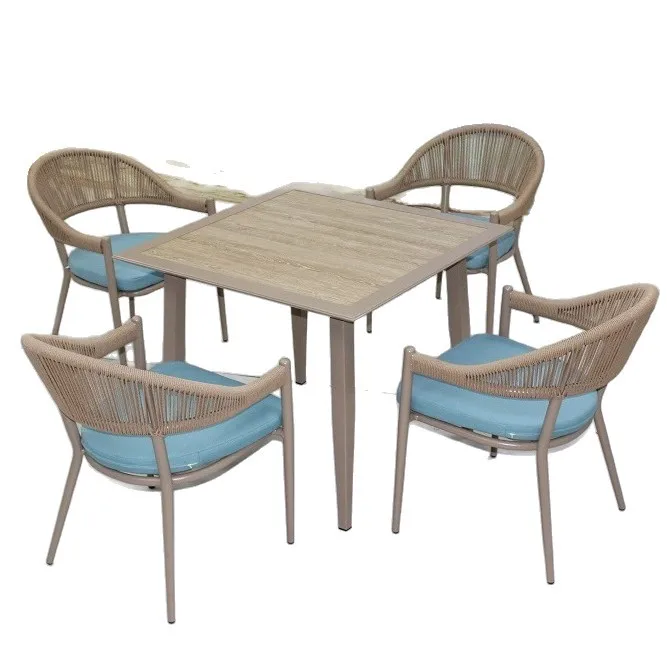 

Outdoor tables and chairs designer Nordic minimalist style dining chair five-piece set outdoor garden courtyard leisure rope tab