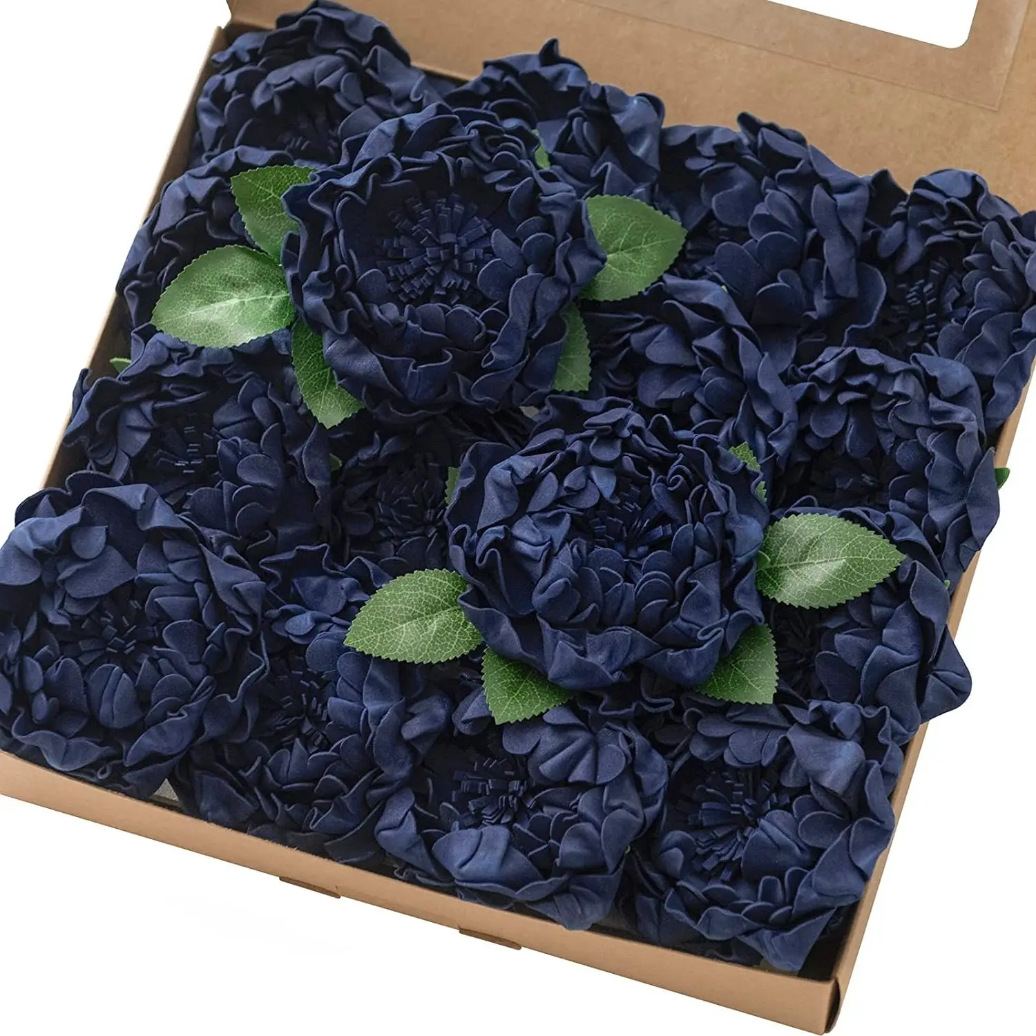 

Mefier Artificial Wedding Flower Fake Peony 16/32pcs Navy Blue Blooming Peonies w/Stem for DIY Wedding Bouquet Home Decorations